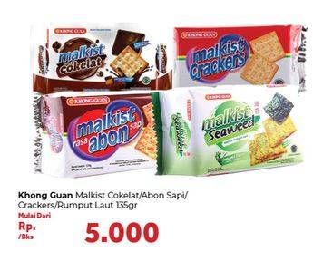 Promo Harga KHONG GUAN Malkist Cokelat, Abon Sapi, Crackers, Rumput Laut 135 gr - Carrefour