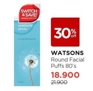 Promo Harga WATSONS Round Facial Puff 80 pcs - Watsons