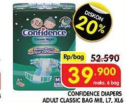 Promo Harga Confidence Adult Diapers Classic Night L7, XL6, M8 6 pcs - Superindo