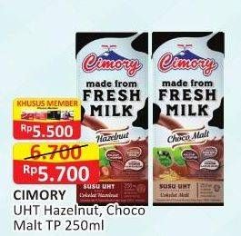 Promo Harga CIMORY Fresh Milk Hazelnut, Chocolate 250 ml - Alfamart