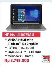 Promo Harga HP 14S-DK0073AU | Laptop AMD A4 - 4GB - 1TB - 14 inch  - Carrefour
