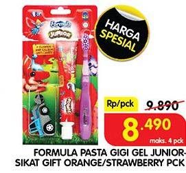 Promo Harga FORMULA Pasta Gigi Sikat Gigi Junior Pack Orange, Grape 2 pcs - Superindo
