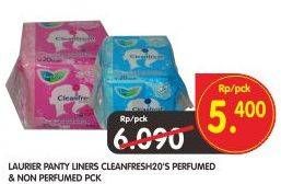 Promo Harga LAURIER Pantyliner Cleanfresh Perfumed, NonPerfumed 20 pcs - Superindo