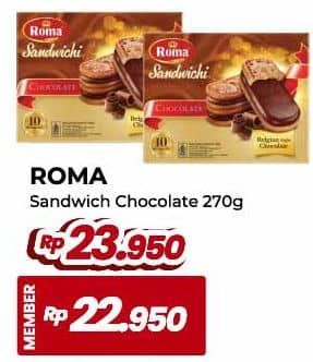 Promo Harga Roma Sandwich Chocolate per 10 pcs 27 gr - Yogya