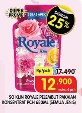 Promo Harga So Klin Royale Parfum Collection All Variants 680 ml - Superindo
