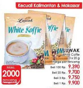 Promo Harga Luwak White Koffie per 10 sachet 20 gr - LotteMart