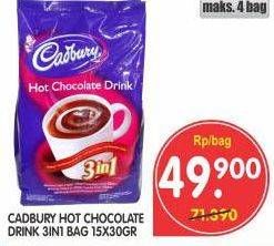 Promo Harga Cadbury Hot Chocolate Drink 3 in 1 per 15 sachet 30 gr - Superindo