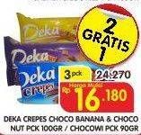 Promo Harga DUA KELINCI Deka Crepes Choco Banana, Choco Nut, Chcocowi per 3 pouch 90 gr - Superindo