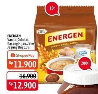 Promo Harga ENERGEN Cereal Instant Jahe, Kacang Hijau, Jagung, Vanilla, Chocolate per 10 sachet 25 gr - Alfamidi