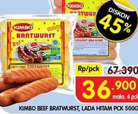 Promo Harga KIMBO Bratwurst Lada Hitam, Original 6 pcs - Superindo