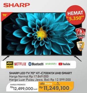 Promo Harga Sharp 4T-C70DK1X 4K Ultra-HDR Android TV  - Carrefour