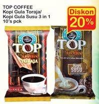 Promo Harga TOP COFFEE Kopi Gula Toraja / Kopi Gula Susu 3in1 10s  - Indomaret