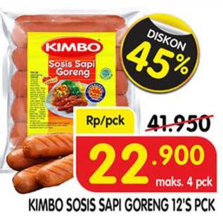 Promo Harga KIMBO Sosis Sapi Goreng 12 pcs - Superindo