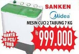 Promo Harga SANKEN/MIDEA Mesin Cuci 2 Tabung 7Kg  - Hypermart