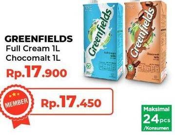 Promo Harga GREENFIELDS UHT Full Cream, Choco Malt 1000 ml - Yogya