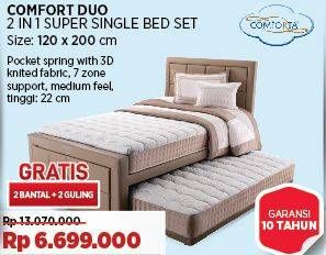 Promo Harga Comfort Duo 2 in 1 Super Single Bed Set 120 X 200 Cm  - COURTS