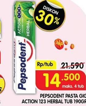 Promo Harga Pepsodent Pasta Gigi Action 123 Herbal 190 gr - Superindo