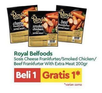 Promo Harga Belfoods Royal Sausages Smoked Chicken, Cheese Frankfurter, Beef Frankfurter 200 gr - TIP TOP