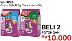 Promo Harga WHISKAS Makanan Kucing Ocean Fish, Tuna Adult per 2 pouch 480 gr - Alfamidi