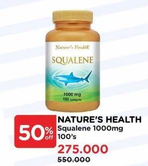 Promo Harga Natures Health Squalene 1000mg 100 pcs - Watsons