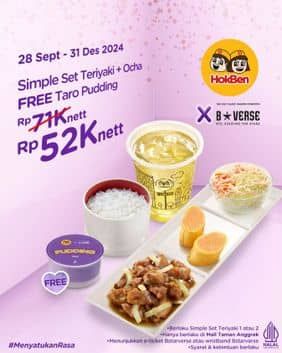 Promo Harga Simple Set Teriyaki  + Ocha Free Taro Pudding  - HokBen