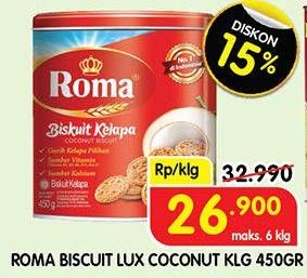 Promo Harga ROMA Biskuit Kelapa 450 gr - Superindo