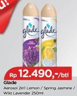 Promo Harga GLADE Aerosol 2 In 1 Lemon, Spring Jasmine, Wild Lavender 250 ml - TIP TOP