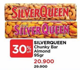 Promo Harga Silver Queen Chunky Bar Almonds 95 gr - Watsons