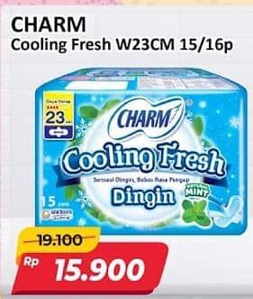Promo Harga Charm Extra Comfort Cooling Fresh Wing 23cm 15 pcs - Alfamart