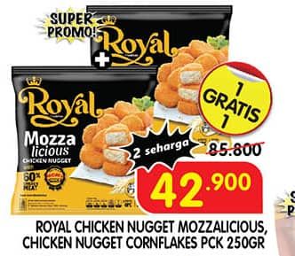 Promo Harga Belfoods Royal Nugget Mozzalicious, Cornflakes 250 gr - Superindo