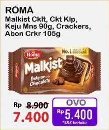 Promo Harga Roma Malkist Cokelat Kelapa, Cokelat, Keju Manis, Crackers, Abon 95 gr - Alfamart