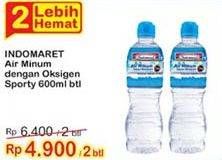 Promo Harga INDOMARET Air Minum Dengan Oksigen Sporty per 2 botol 600 ml - Indomaret