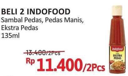 Promo Harga Indofood Sambal Pedas, Ekstra Pedas, Pedas Manis 135 ml - Alfamidi