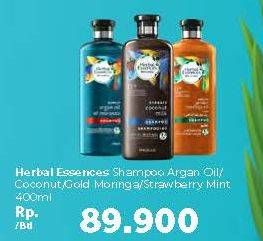 Promo Harga HERBAL ESSENCE Shampoo Argan Oil, Coconut, Gold Moringa, Strawberry Mint 400 ml - Carrefour