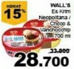 Promo Harga WALLS Ice Cream Neopolitana, Chocolate Vanilla With Chocolate Chip 700 ml - Giant
