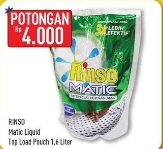 Promo Harga RINSO Detergent Matic Liquid Top Load 1600 ml - Hypermart