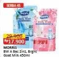 Promo Harga Morris Body Wash 2 In 1 Antibacterial, Bright Niacina Milk 450 ml - Alfamart