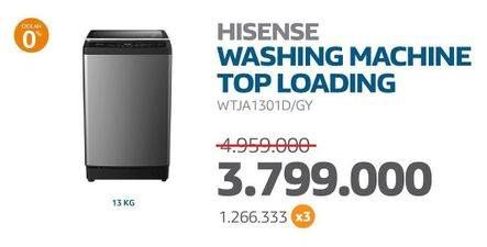Promo Harga Hisense WTJA1301D Mesin Cuci Top Loading  - Electronic City
