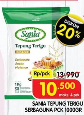 Promo Harga Sania Tepung Terigu Green 1000 gr - Superindo