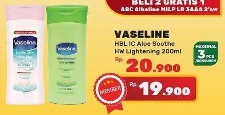 Promo Harga VASELINE Intensive Care Healthy White UV Lightening 200 ml - Yogya