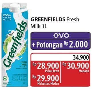 Promo Harga Greenfields Fresh Milk 1000 ml - Alfamidi