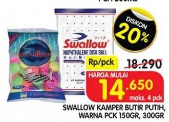 Promo Harga SWALLOW Kamper Butir Putih, Warna 150 g, 300 g  - Superindo