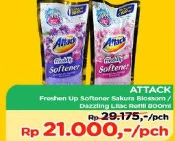 Promo Harga ATTACK Fresh Up Softener Sakura Blossom, Dazzling Lilac 800 ml - TIP TOP