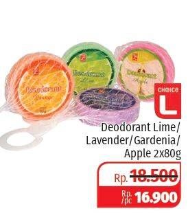 Promo Harga CHOICE L Deodorant Lime, Lavender, Gardenia, Apple per 2 pcs 80 gr - Lotte Grosir