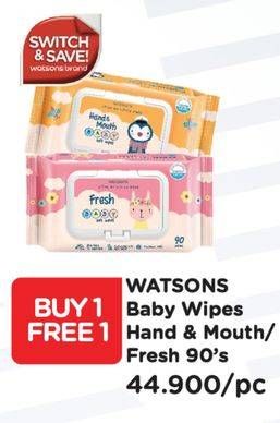 Promo Harga WATSONS Baby Wipes Fresh, Hand Mouth 90 pcs - Watsons