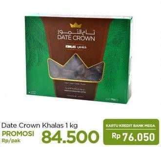 Promo Harga DATE CROWN Kurma Premium Khalas 1 kg - Carrefour