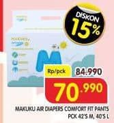 Promo Harga Makuku Comfort Fit Diapers Pants L40, M42 40 pcs - Superindo