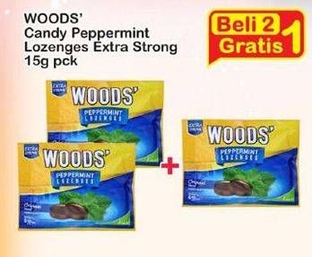 Promo Harga WOODS Peppermint Lozenges Extra Strong 15 gr - Indomaret