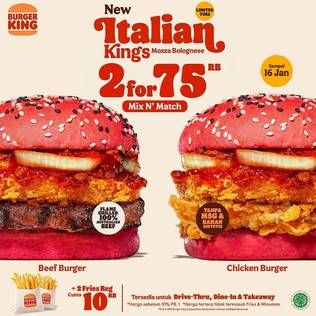 Promo Harga BURGER KING Italian Kings Burger Beef, Chicken  - Burger King