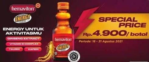 Promo Harga HEMAVITON Energi Drink 150 ml - Alfamart